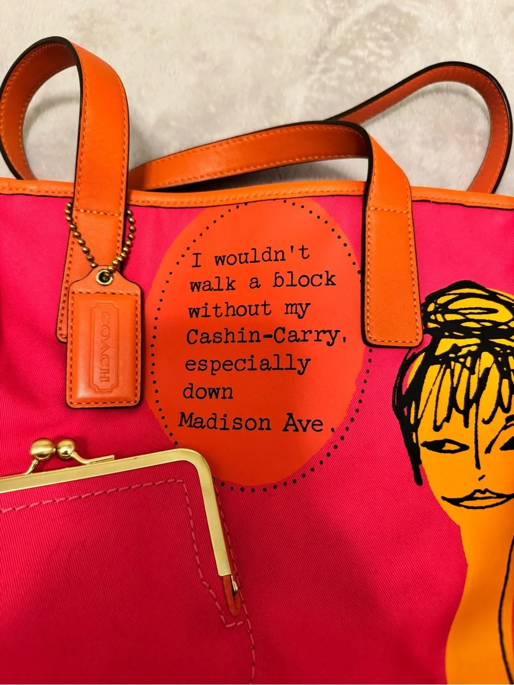 Coach Bonnie Cashin Pink and Orange Graphic Tote